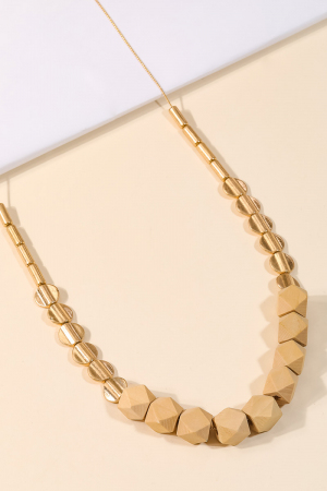 Block Bead Charm Long Necklace