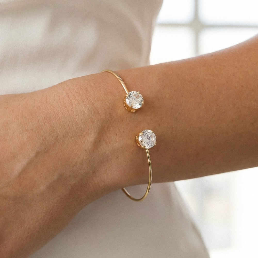 Cz Stone Dainty Open Cuff Bracelet