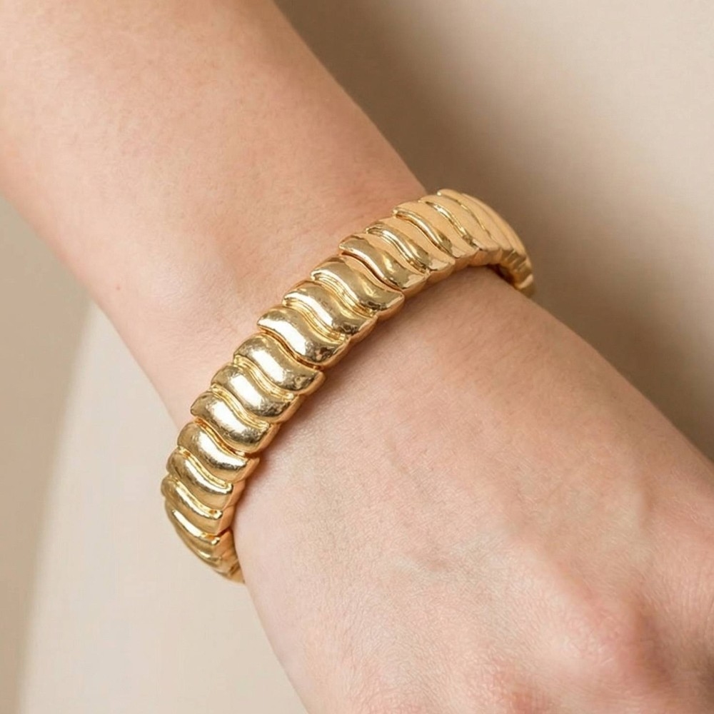 Metallic Ribbed Stretch Bracelet