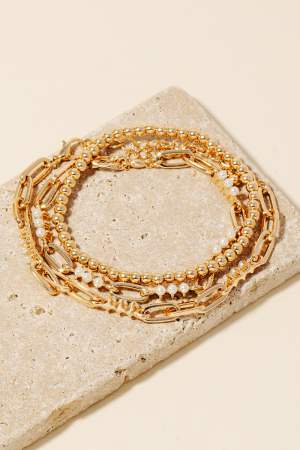 Pearl Beads Mixed Layered Chain Bracelets