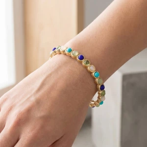 Glass Circle Gem Tennis Bracelet