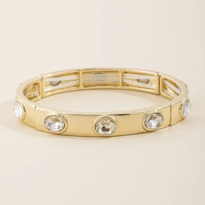Oval Stone Studded Stretch Bangle Bracelet