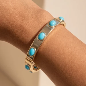 Oval Stone Studded Stretch Bangle Bracelet