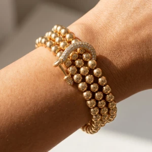 Pave Crystal Ball Bead Stretch Bracelet