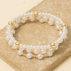 Pearl And Metallic Beaded Bracelet Set