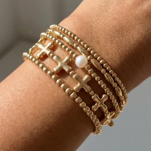 Cross Station Beaded Stretch Bracelet