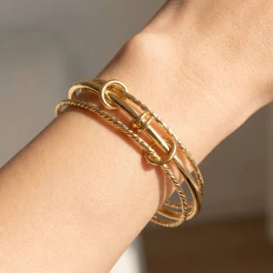 Three Piece Mixed Texture Bangle Bracelet Set