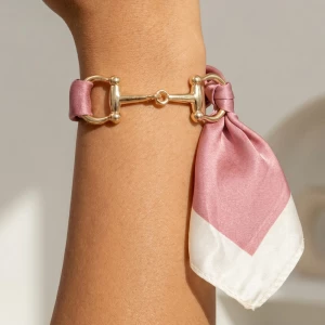 Scarf Wrapped Horsebit Link Bracelet