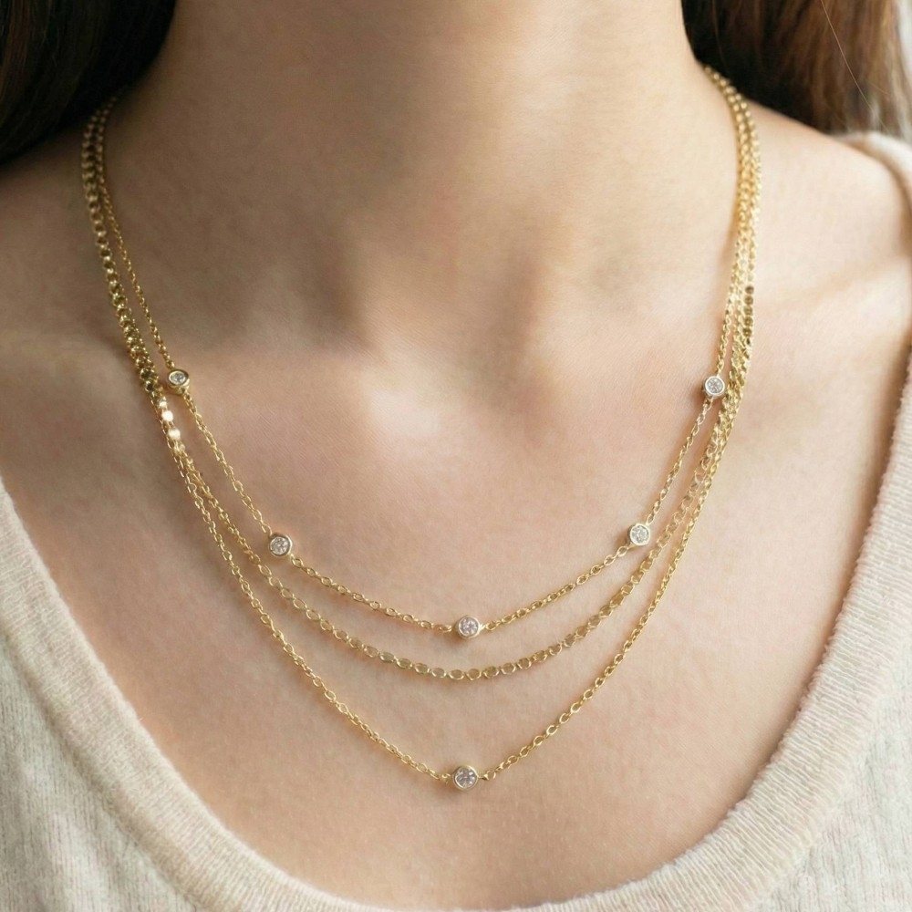 Dainty Three Layered Chain Adjustable Necklace
