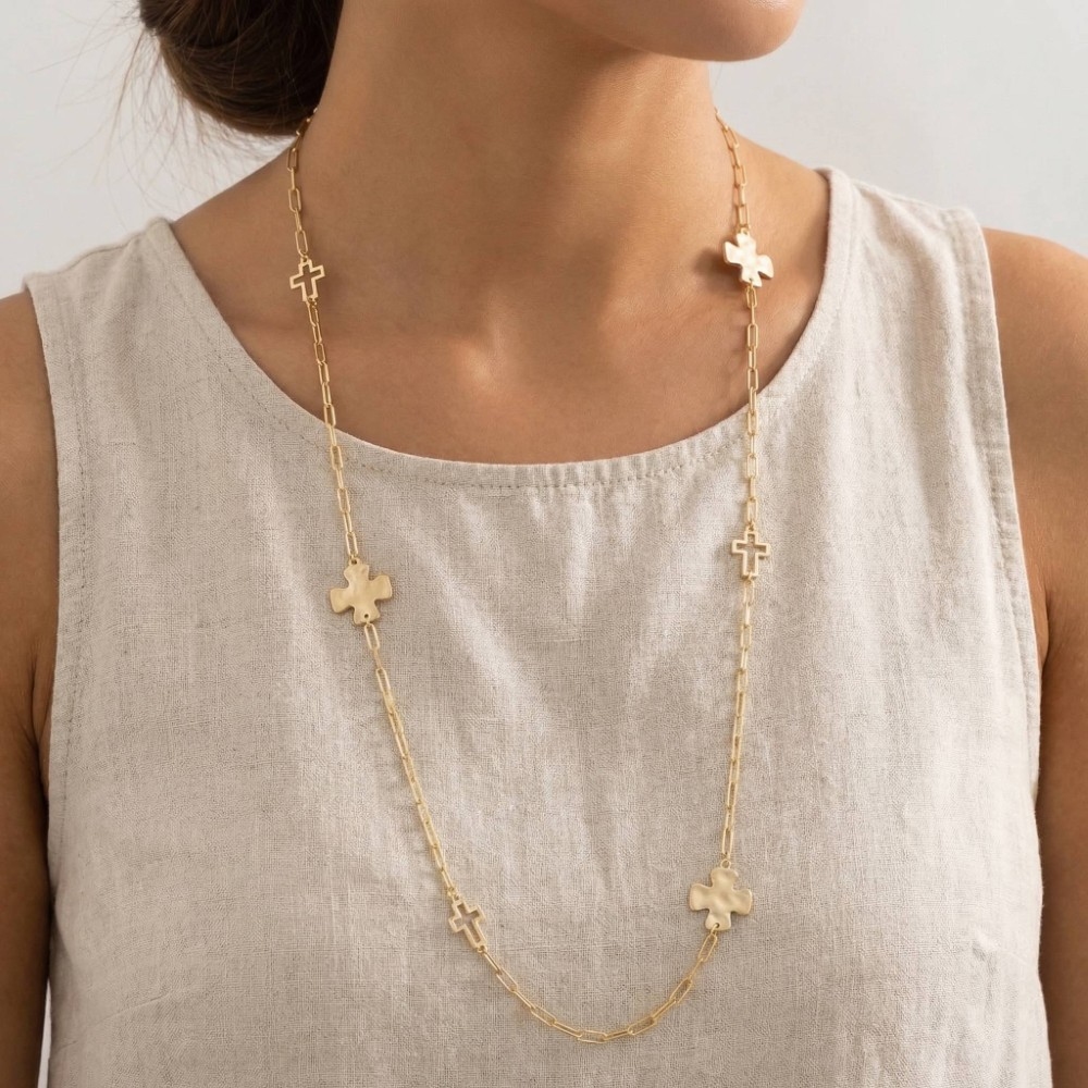 Multi Cross Charms Chain Necklace