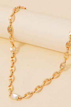 Glass Charm Anchor Classic Chain Necklace