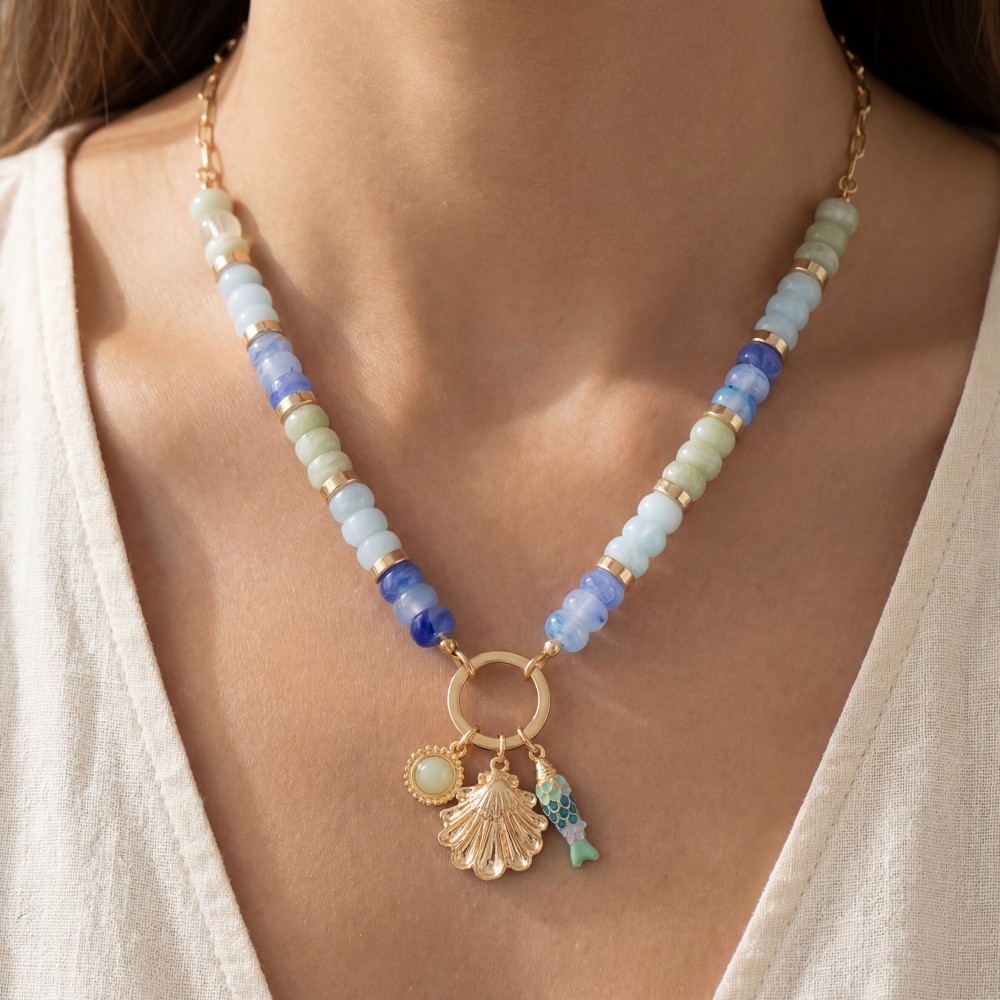 Sealife Charms Beaded Chain Necklace