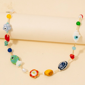 Assorted Sea Life Pearls And Stone Charms Necklace