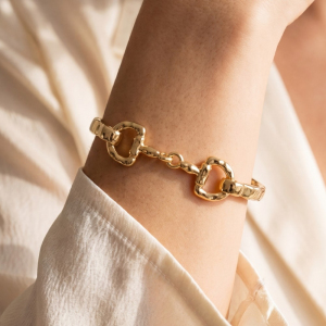 Hammered Gold Equestrian Horsebit Bangle Bracelet