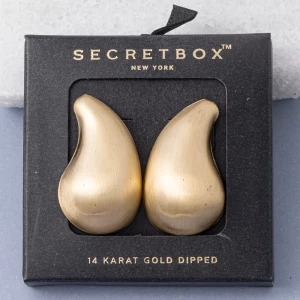 14K Gold Dipped Matte Brushed Teardrop Stud Earrings