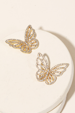 Pave Butterfly Cutout Stud Earrings