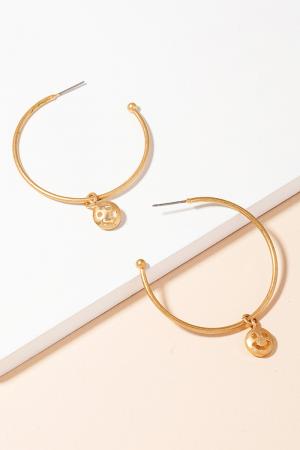 Mini Smiley Face Coin Hoop Earrings