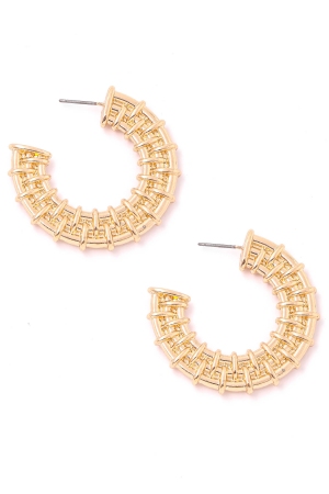 Metallic Textured Flat Hoop Earrings