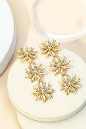 Layered Flower Thistle Drop Earrings