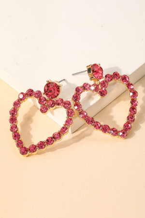 Crystal Rhinestone Heart Cutout Earrings