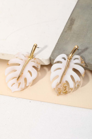 Acetate Monstera Leaf Earrings