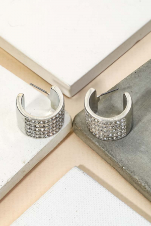 Mini Pave Curved C Post Earrings