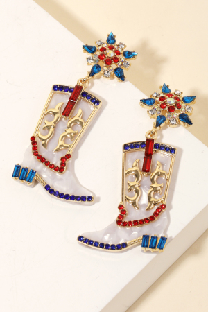 Pave Cowboy Boot Drop Earrings