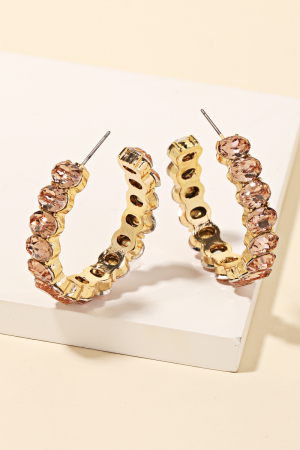Pearl Rhinestone Beaded Hoop Earrings