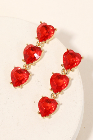 Layered Crystal Heart Drop Earrings