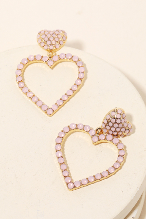 Pave Heart Cutout Drop Earrings