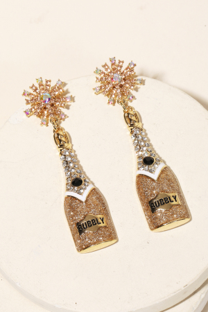 Pave Bubbly Champagne Bottle Earrings