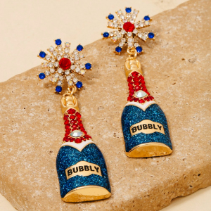 Usa 4Th Of July Bubble Bottle Dangle Earrings