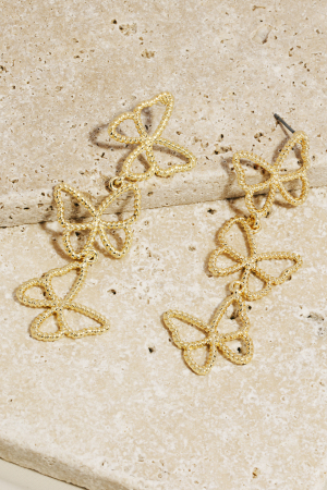Triple Butterfly Drop Earrings