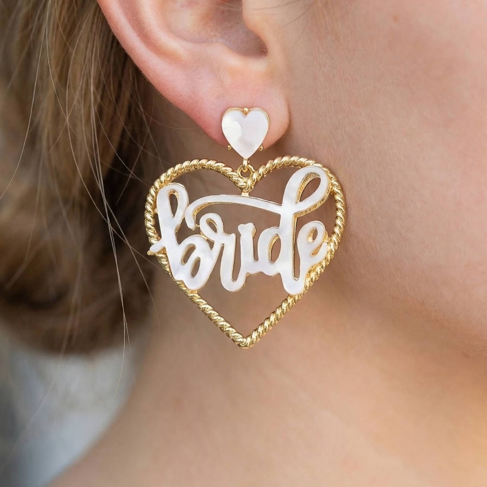 Heart Bride Drop Earrings