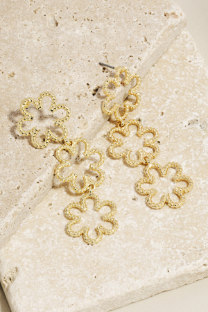 Triple Flower Drop Earrings