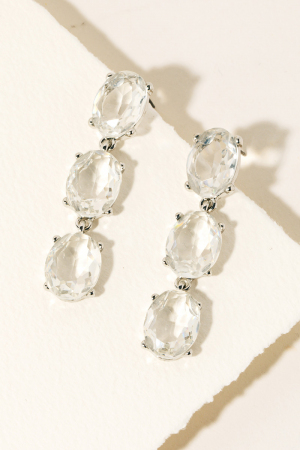 Triple Faceted Gem Dangle Earrings