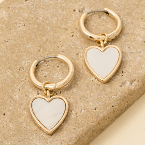 Mother Of Pearl Heart Hoop Earrings