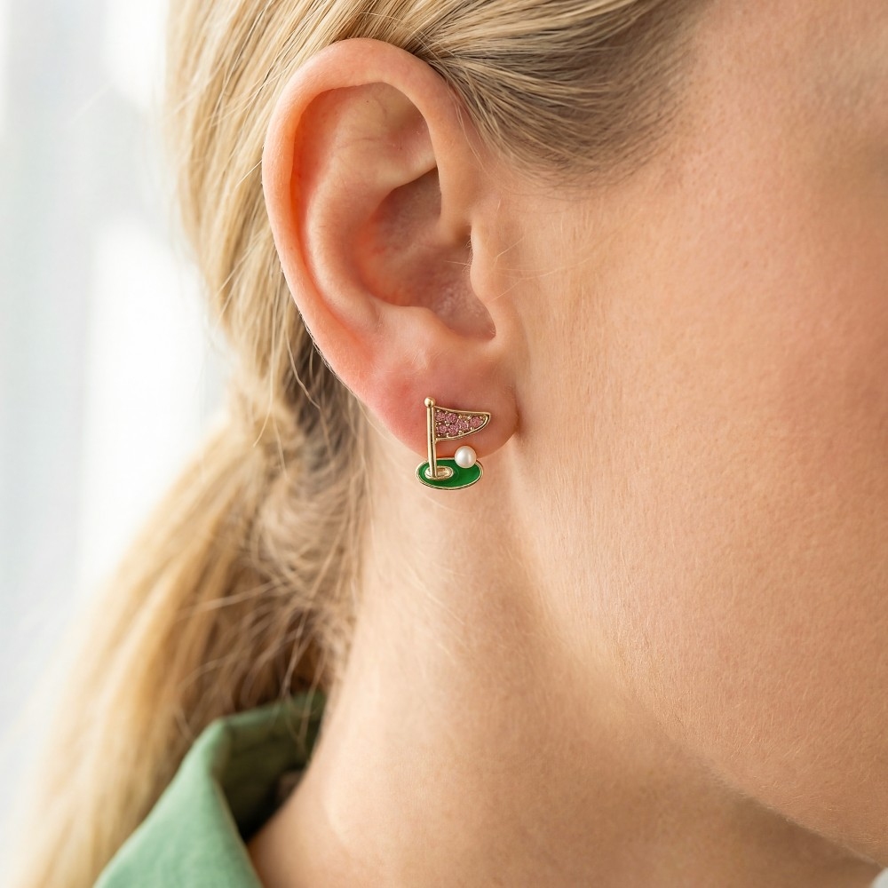 Pave Golf Cup Stud Earrings