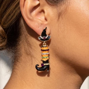 Halloween Witch Hat And Boot Drop Earrings