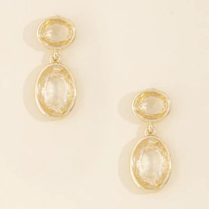 Faceted Double Oval Bezel Drop Earrings