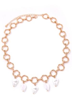 Pearl Drop Round Chain Necklace