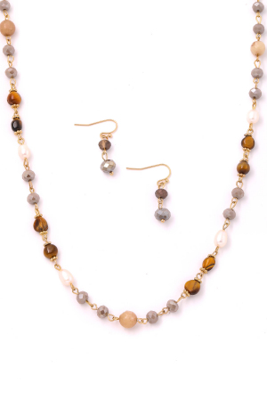 Glass Beaded Station Necklace Set