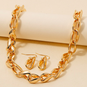 Twisted Metallic Chain Link Necklace Set