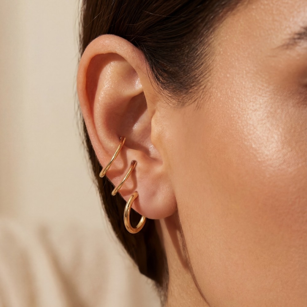 3Pc Dainty Tube Hoop Earrings Set