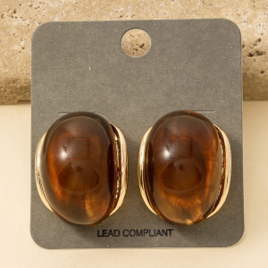 Wide Marble Resin Curved Drop Earrings