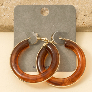 Metallic Accent Marble Resin Hoop Earrings