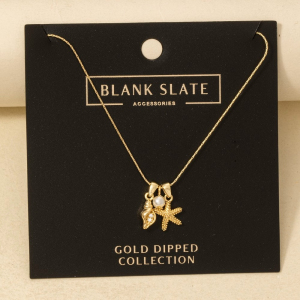 Seashell Starfish Pearl Charm Necklace