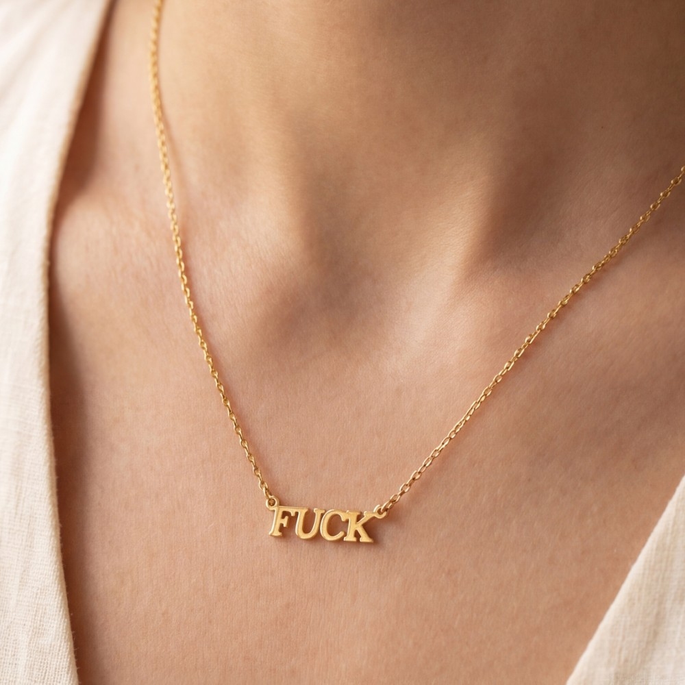 Gold Dipped Fuck Letter Pendant Necklace