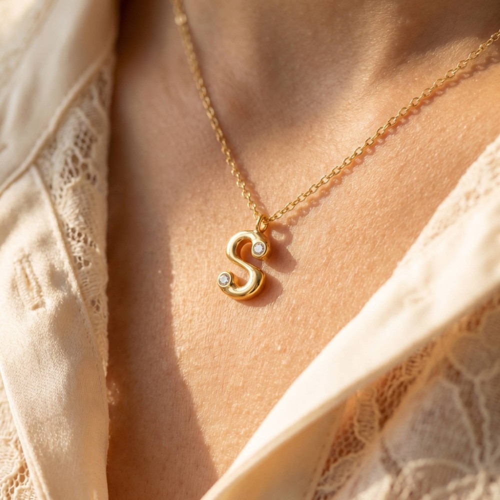 Alphabet Stone Pendant Necklace