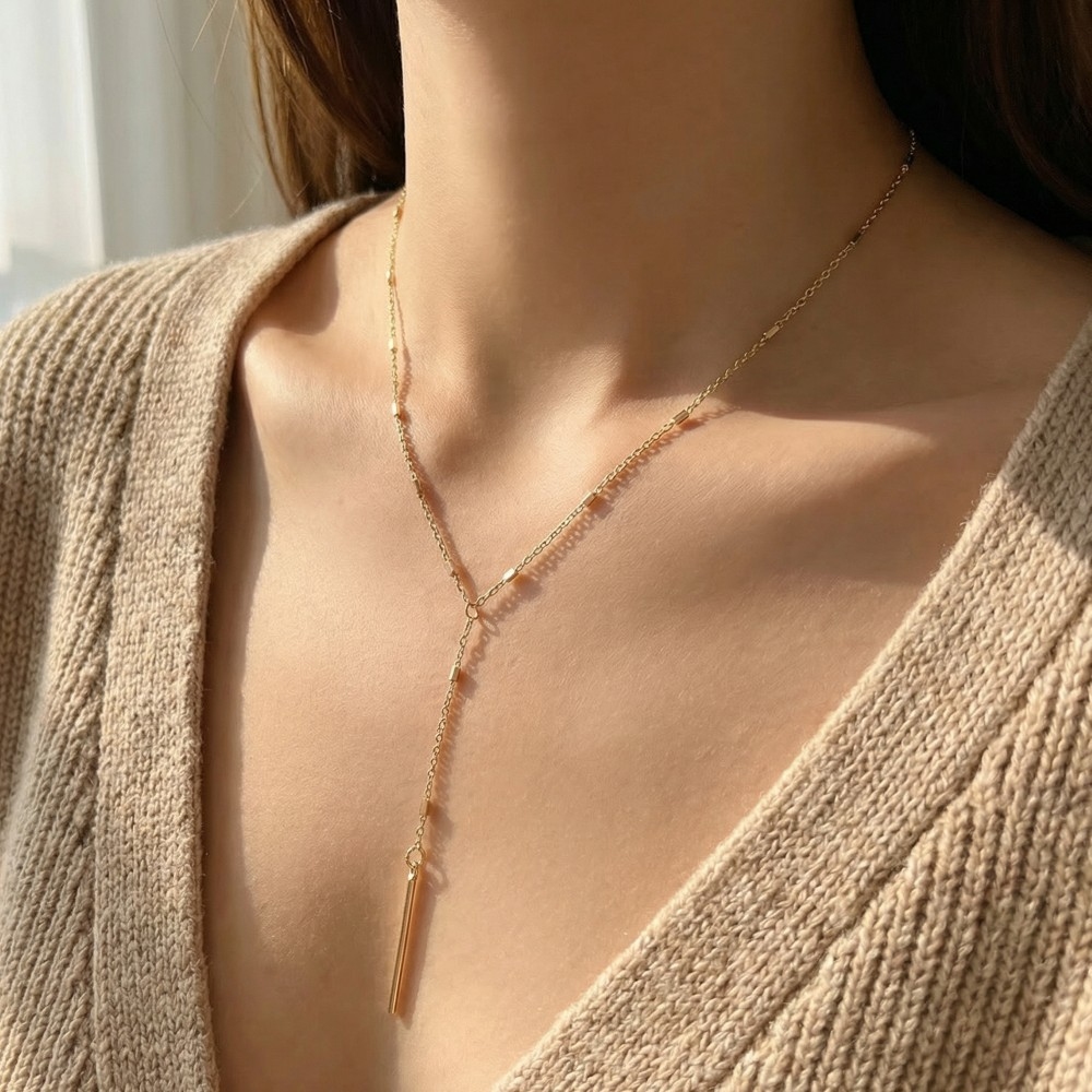 Long Bar Pendant Y Necklace